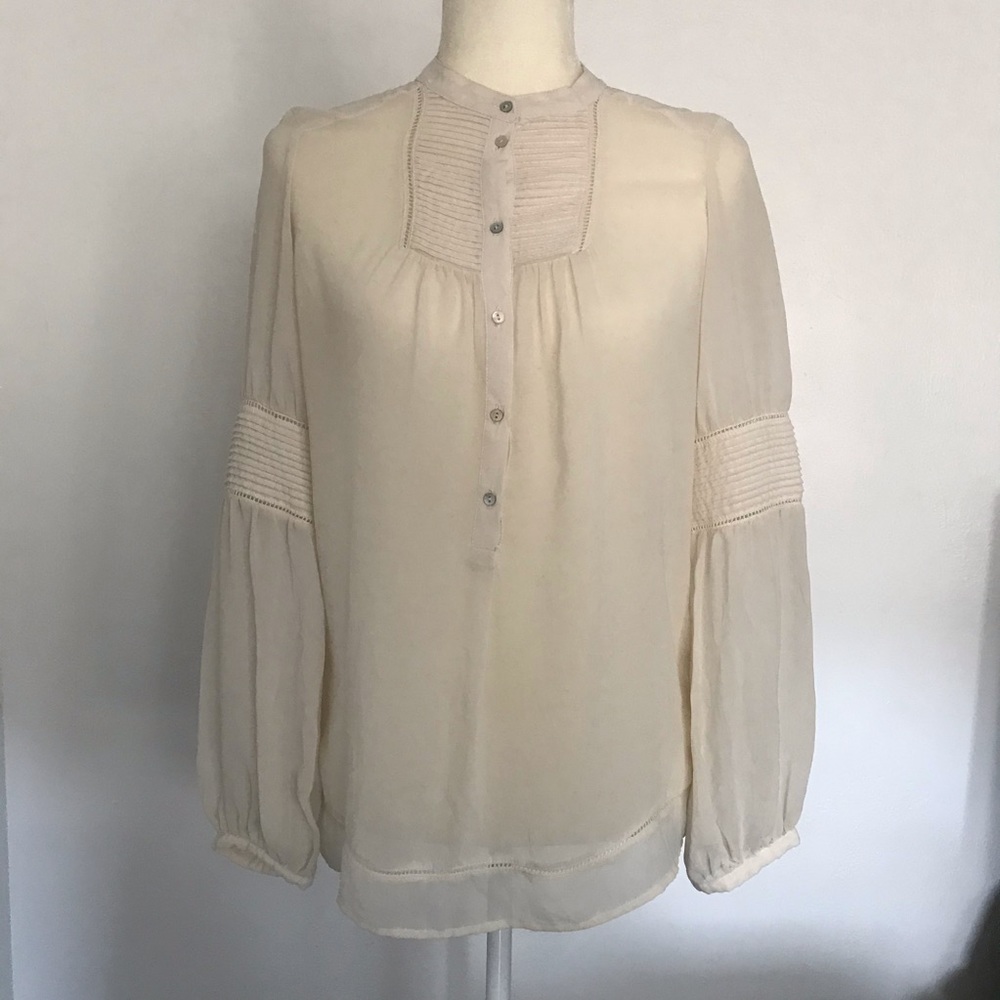 Zara Basic Balloon Sleeve Sheer Blouse